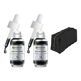 Garnier Aha Bha Cilt Kusurları Karşıtı Siyah Niasinamid Peeling Etkili 30 ml 2'li Serum ve Çanta