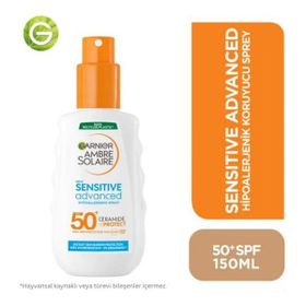 Garnier Ambre Solaire Sensitive SPF50+ 150 ml Advanced Hipoalerjenik Güneş Koruyucu Sprey