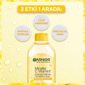 Garnier C Vitamini Parlak Süper Aydınlatıcı Serum 30 ml ve Garnier C Vitamini Parlak Aydınlatıcı Göz Kremi Makyaj Temizleme Suyu