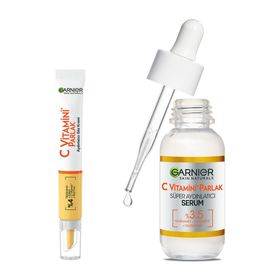 Garnier C Vitamini Parlak Süper Aydınlatıcı Serum 30 ml ve Garnier C Vitamini Parlak Aydınlatıcı Göz Kremi