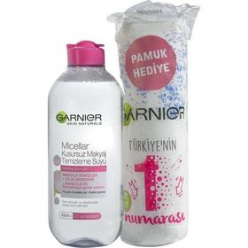 Garnier Micellar Çift Fazlı Kusursuz 400 ml 2'li Makyaj Temizleme Suyu + Pamukluk