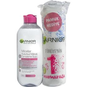 Garnier Micellar Çift Fazlı Kusursuz 400 ml 2'li Makyaj Temizleme Suyu + Pamukluk