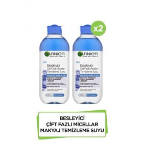 Garnier Micellar Çift Fazlı Kusursuz 400 ml 2'li Makyaj Temizleme Suyu + Pamukluk
