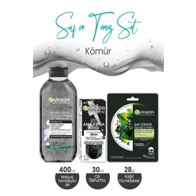 Garnier Micellar Kömür 400 ml Makyaj Temizleyici Jel + 30 ml Serum + 28 gr Kağıt Yüz Maskesi
