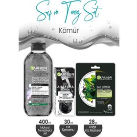 Garnier Micellar Kömür 400 ml Makyaj Temizleyici Jel + 30 ml Serum + 28 gr Kağıt Yüz Maskesi
