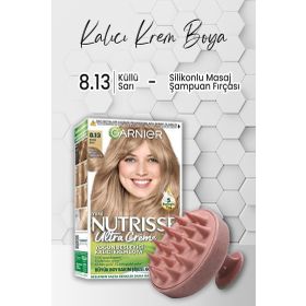 Garnier Nutrisse Besleyici Krem 8.13 Küllü Sarı Saç Boyası ve Pembe Şampuan Fırçası
