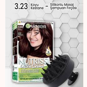 Garnier Nutrisse Krem 3.23 Koyu Kestane Saç Boyası ve Siyah Masaj Şampuan Fırçası