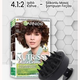 Garnier Nutrisse Krem 4 1:2 Işıltılı Kahve Saç Boyası ve Siyah Masaj Şampuan Fırçası