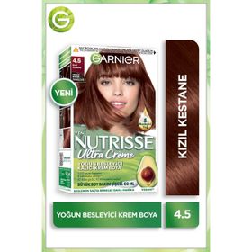 Garnier Nutrisse Ultra Cream 4.5 Kızıl Kestane 60 ml Yoğun Besleyici Kalıcı Saç Boyası