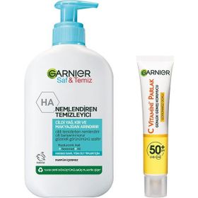 Garnier Saf&250 ml Temiz Nemlendiren Temizleyici & 40 ml C Vitamini Günlük Uv Korumalı Güneş Yüz Kremi Spf50 Görünmez Doku Cilt Bakım Seti