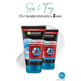 Garnier Saf&Temiz Kömürlü 3'ü 1 Arada 2x150 ml Peeling