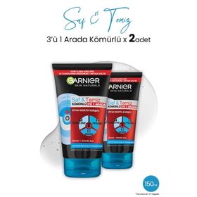 Garnier Saf&Temiz Kömürlü 3'ü 1 Arada 2x150 ml Peeling