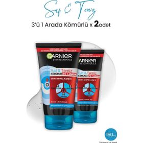 Garnier Saf&Temiz Kömürlü 3'ü 1 Arada 2x150 ml Peeling