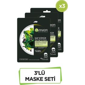 Garnier Siyah Yosunlu Gözenek Sıkılaştırıcı Kağıt 3'lü Yüz Maskesi Set