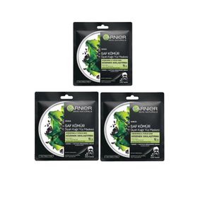 Garnier Siyah Yosunlu Gözenek Sıkılaştırıcı Kağıt 3'lü Yüz Maskesi Set