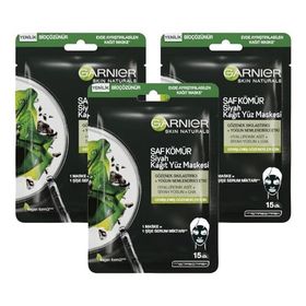 Garnier Skin Naturals Kömürlü Kağıt Yüz Maskesi Siyah Yosun 3'lü Cilt Bakım Seti