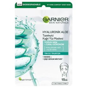 Garnier Skin Naturel Hyaluronik Aloe Vera Tazeleyici Kağıt 32 gr Yüz Maskesi