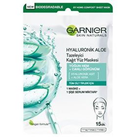 Garnier Skin Naturel Hyaluronik Aloe Vera Tazeleyici Kağıt 32 gr Yüz Maskesi