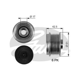 Gates OAP7043 Clio II Kangoo Megane Scenic 1.9 DCI 1.9 DTI Logan II 1.8 16V 2.0 16V F9 Rulmanlı Alternatör Kasnağı