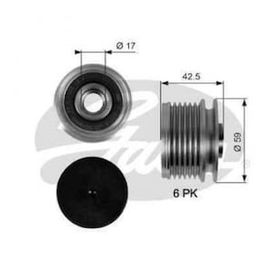 Gates OAP7106 Clio II Megane Kangoo Scenic K4M K4J K9K F4P 6 Kanal Ayarlı Rulmanlı Alternatör Kasnağı
