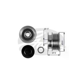 Gates OAP7108 Megane Clio II Kangoo Twing Symbol II 01 K9K K4M Alternatör Kasnağı