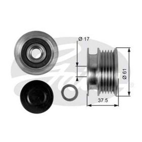 Gates OAP7108 Megane Clio II Kangoo Twing Symbol II 01 K9K K4M Alternatör Kasnağı