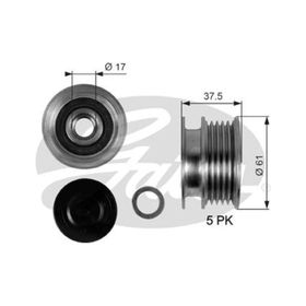 Gates OAP7108 Megane Clio II Kangoo Twing Symbol II 01 K9K K4M Alternatör Kasnağı