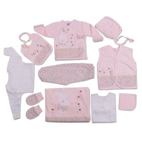Gaye Bebe Kız Bebek Pembe Layette 10'lu Hastane Çıkışı Somon CMPTX468-4
