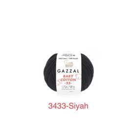 Gazzal 3433 Siyah Baby Cotton 25 El Örgü İpi