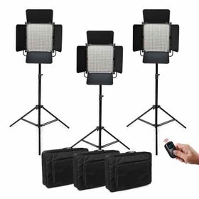 GDX Cf-led 1024 w 3'lü Sürekli Video Panel Led Işık Seti