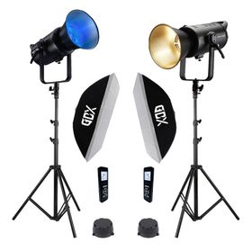 GDX EXC-180RGB-II Rgb Led Video Işığı 2'li Gridli 60x90 Softbox + 260 cm Kalın Işık Ayağı Full Set