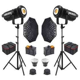 GDX LV-700C-II B Bi Color LED Video Işığı 2'li Gridli 170 Octa Softbox + 260 cm Kalın Işık Ayağı Full Set