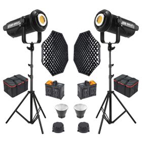GDX LV-700C-II B Bi Color LED Video Işığı 2'li Gridli 170 Octa Softbox + 260 cm Kalın Işık Ayağı Full Set