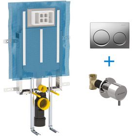 Geberit 110.174.00.1KS Alpha Gömme 8 cm Rezervuar Seti ve Alpha 15 Mat Krom Kumanda Paneli ve Ank Stop Valf