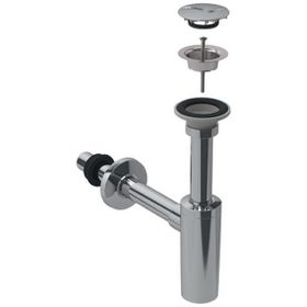 Geberit 151.020.21.1 T Tipi Süzgeç Lavabo Sifonu ve Parlak Krom Süzgeç Kapağı Seti