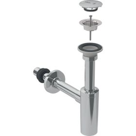 Geberit 151.020.21.1 T Tipi Süzgeç Lavabo Sifonu ve Parlak Krom Süzgeç Kapağı Seti