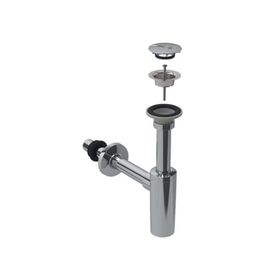 Geberit 151.020.21.1 T Tipi Süzgeç Lavabo Sifonu ve Parlak Krom Süzgeç Kapağı Seti