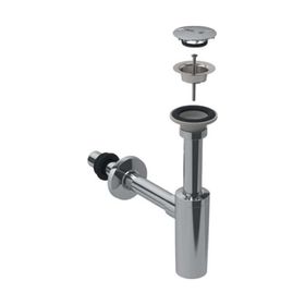 Geberit 151.020.21.1 T Tipi Süzgeç Lavabo Sifonu ve Parlak Krom Süzgeç Kapağı Seti