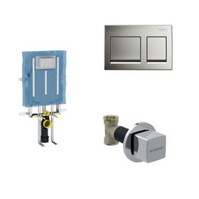 Geberit Alpha 8 cm 3'lü Parlak Krom Gömme Rezervuar Seti