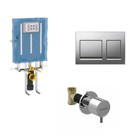 Geberit Alpha 8 cm Mat Krom Gömme Rezervuar Seti