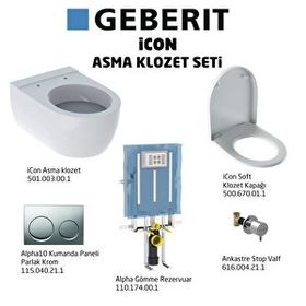Geberit Rimfree Alpha 10 Soft Slim Parlak Krom İcon Asma Klozet Seti