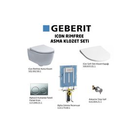 Geberit Rimfree Alpha 10 Soft Slim Parlak Krom İcon Asma Klozet Seti