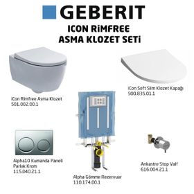 Geberit Rimfree Alpha 10 Soft Slim Parlak Krom İcon Asma Klozet Seti