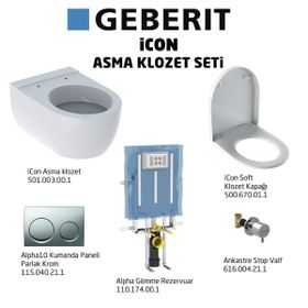 Geberit Rimfree Alpha 10 Soft Slim Parlak Krom İcon Asma Klozet Seti