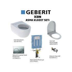 Geberit Rimfree Alpha 10 Soft Slim Parlak Krom İcon Asma Klozet Seti