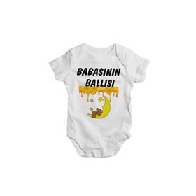 Genel Amcasının Ballısı Yazılı Baskılı Beyaz Bebek Zıbını