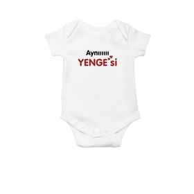 Genel Aynıııııı Yengesi Baskılı Beyaz Bebek Body