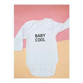 Genel Baby Cool Baskılı Uzun Kollu Beyaz Bebek Zıbın