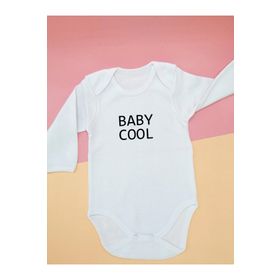 Genel Baby Cool Baskılı Uzun Kollu Beyaz Bebek Zıbın