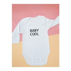 Genel Baby Cool Baskılı Uzun Kollu Beyaz Bebek Zıbın